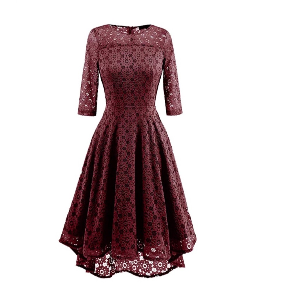 2xl burgundy high low dress